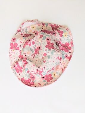 Modern Baby Pink Floral Infant Sun Hat w/Chin Strap